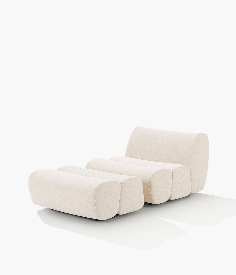 Ernest armchair and pouf with removable cover in fabric Naxos 18 canapa.